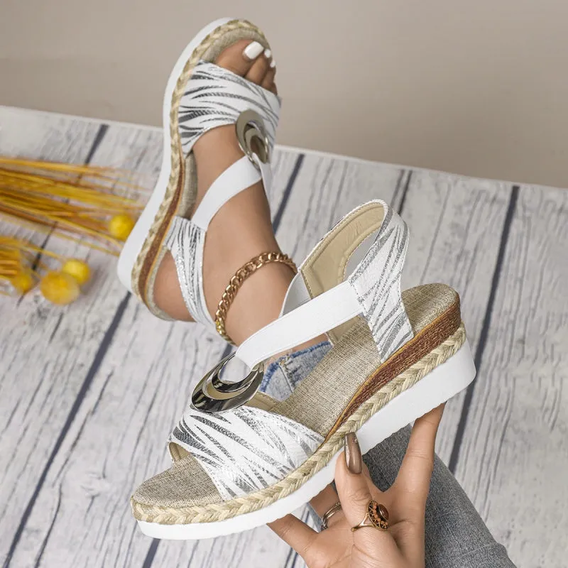 🔥50% OFF🔥Women's Fashion Open-toe Wedge Sandals with Elastic Strap
