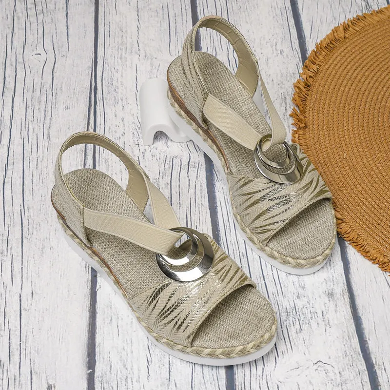 🔥50% OFF🔥Women's Fashion Open-toe Wedge Sandals with Elastic Strap