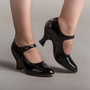 Anna May Women's 1920s Mary Jane High Heels (Black)