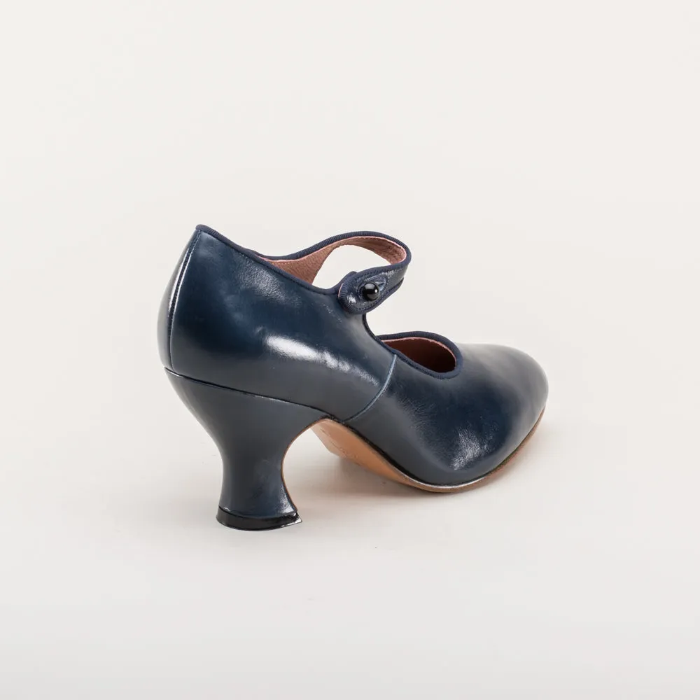 Anna May Women's 1920s Mary Jane High Heels (Navy)