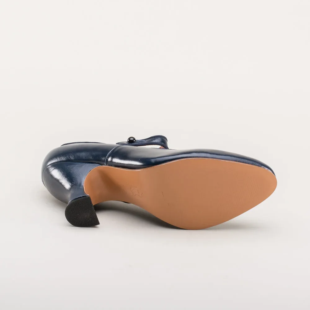 Anna May Women's 1920s Mary Jane High Heels (Navy)