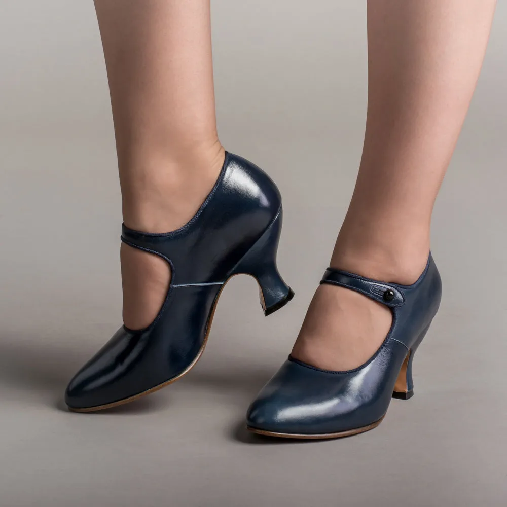 Anna May Women's 1920s Mary Jane High Heels (Navy)