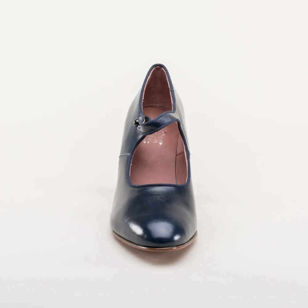 Anna May Women's 1920s Mary Jane High Heels (Navy)