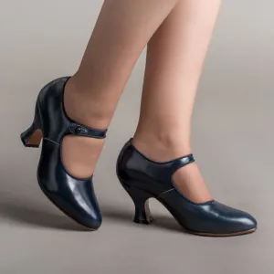 Anna May Women's 1920s Mary Jane High Heels (Navy)