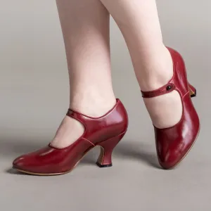 Anna May Women's 1920s Mary Jane High Heels (Oxblood)