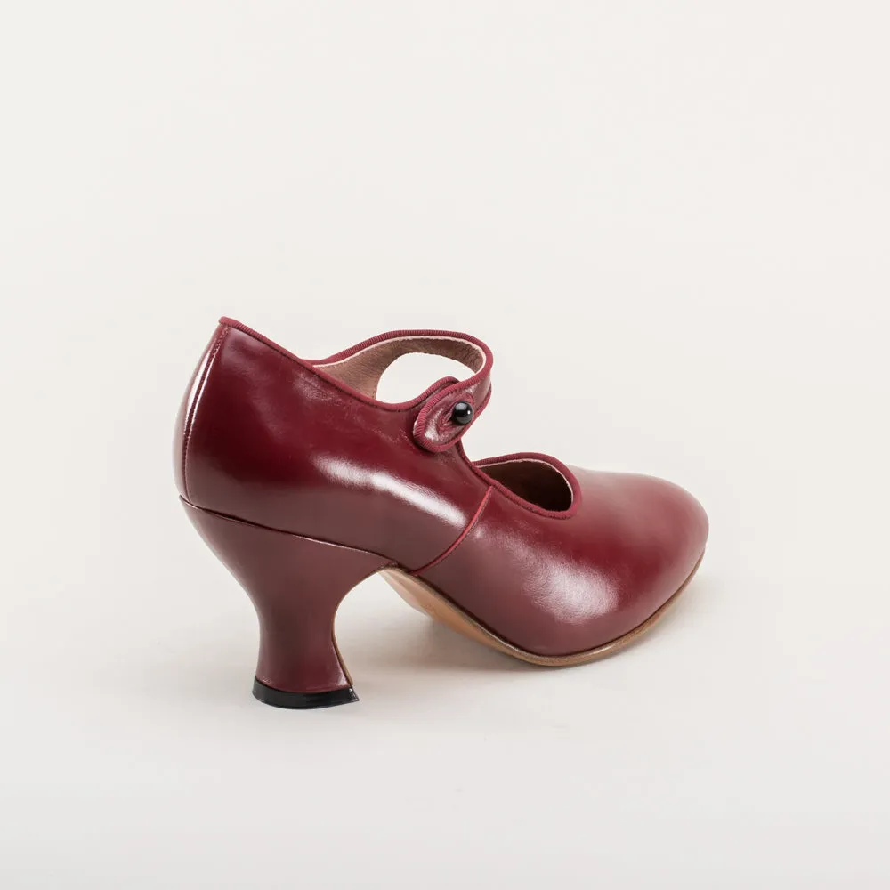 Anna May Women's 1920s Mary Jane High Heels (Oxblood)