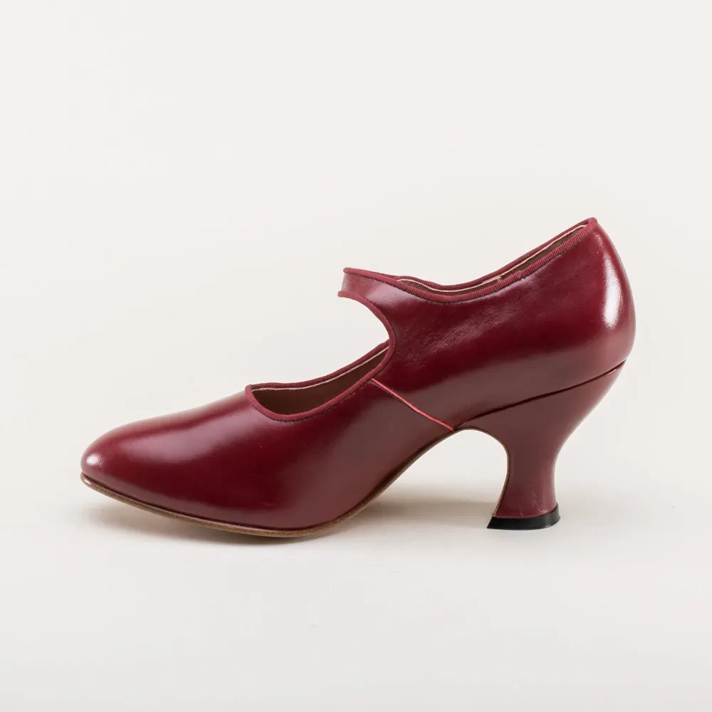 Anna May Women's 1920s Mary Jane High Heels (Oxblood)