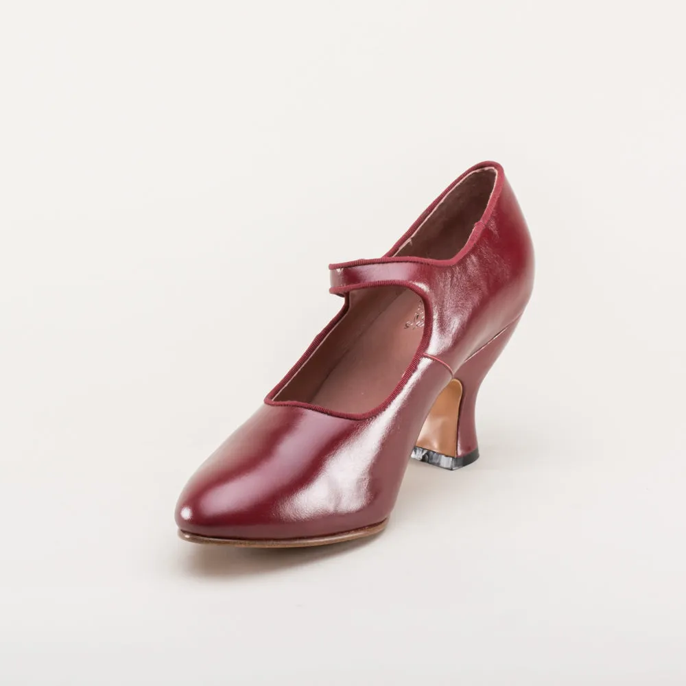 Anna May Women's 1920s Mary Jane High Heels (Oxblood)