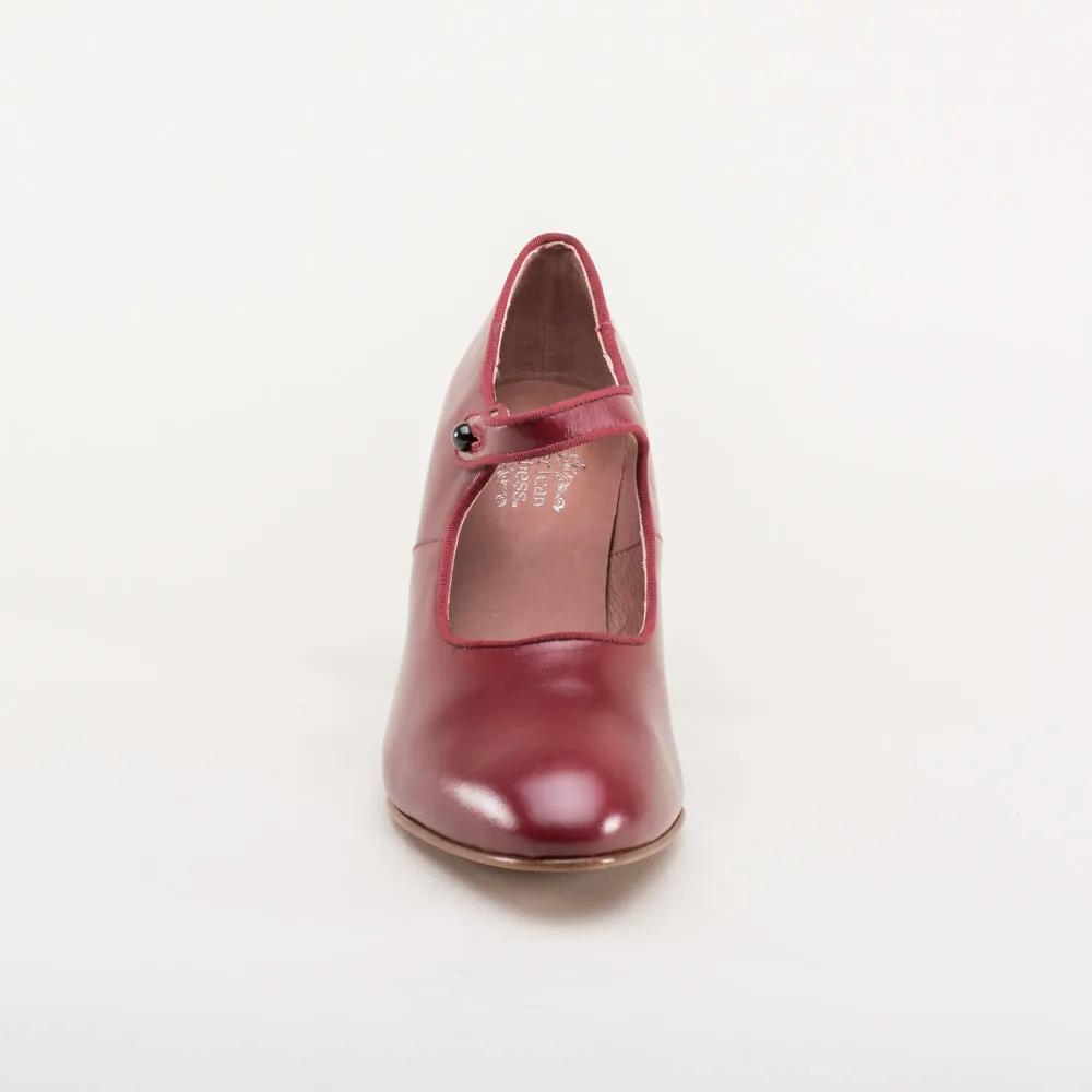 Anna May Women's 1920s Mary Jane High Heels (Oxblood)
