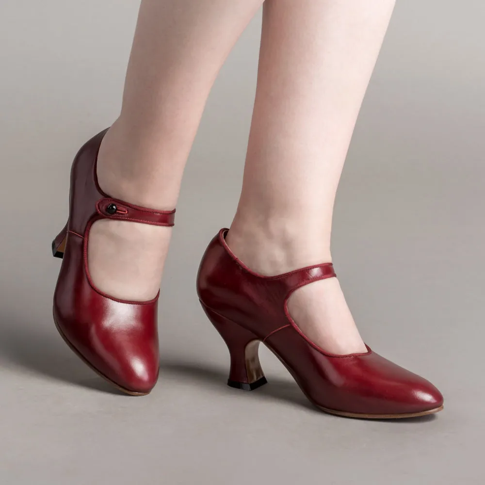 Anna May Women's 1920s Mary Jane High Heels (Oxblood)