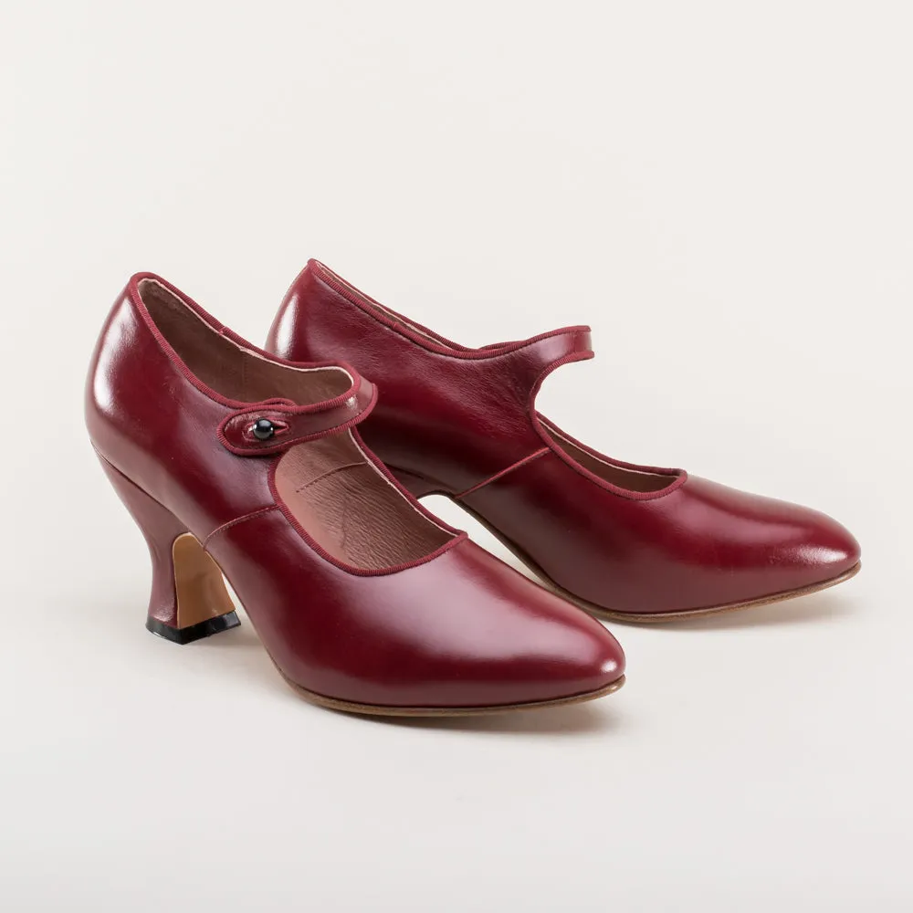 Anna May Women's 1920s Mary Jane High Heels (Oxblood)