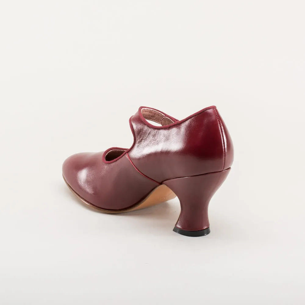 Anna May Women's 1920s Mary Jane High Heels (Oxblood)