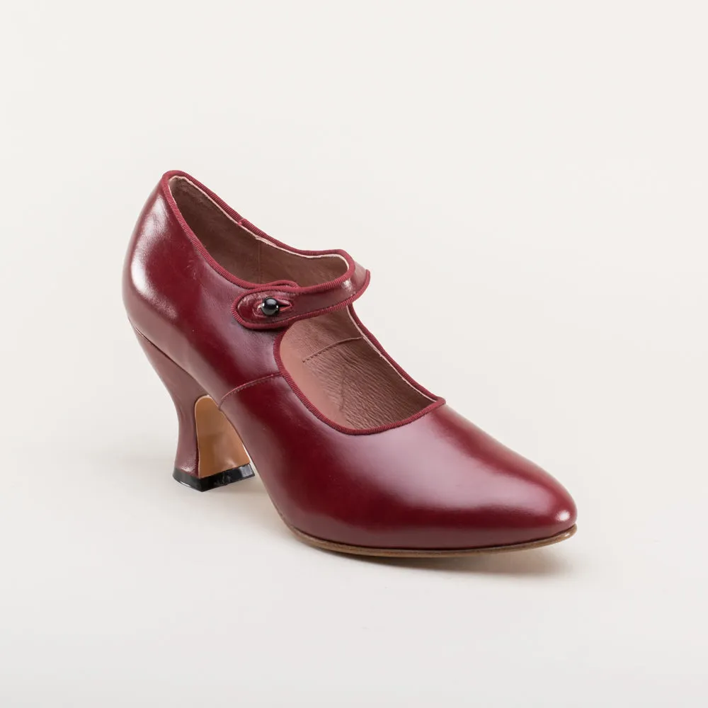 Anna May Women's 1920s Mary Jane High Heels (Oxblood)