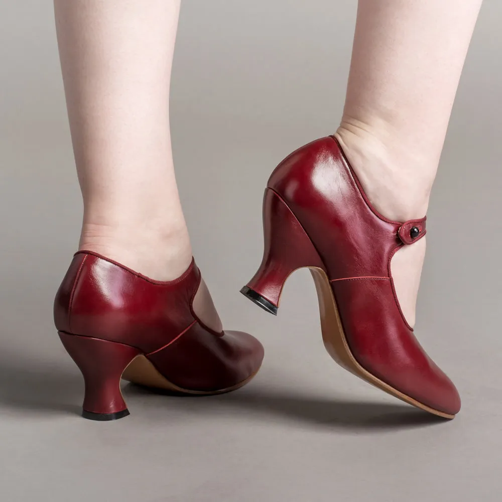 Anna May Women's 1920s Mary Jane High Heels (Oxblood)