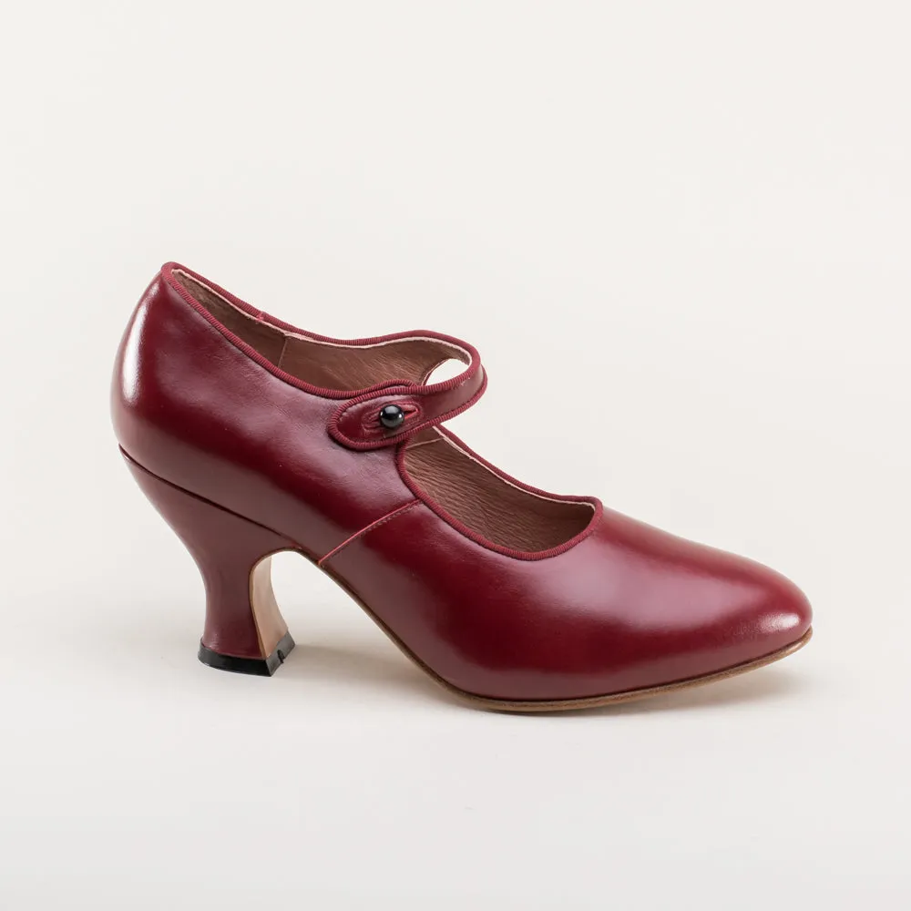 Anna May Women's 1920s Mary Jane High Heels (Oxblood)