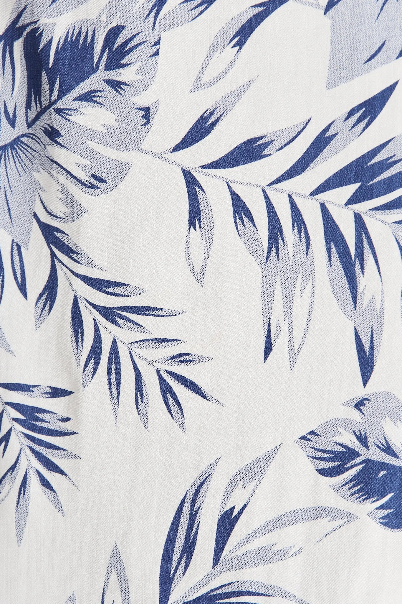 April Maxi Dress In White With Blue Leaf Print Cotton Blend