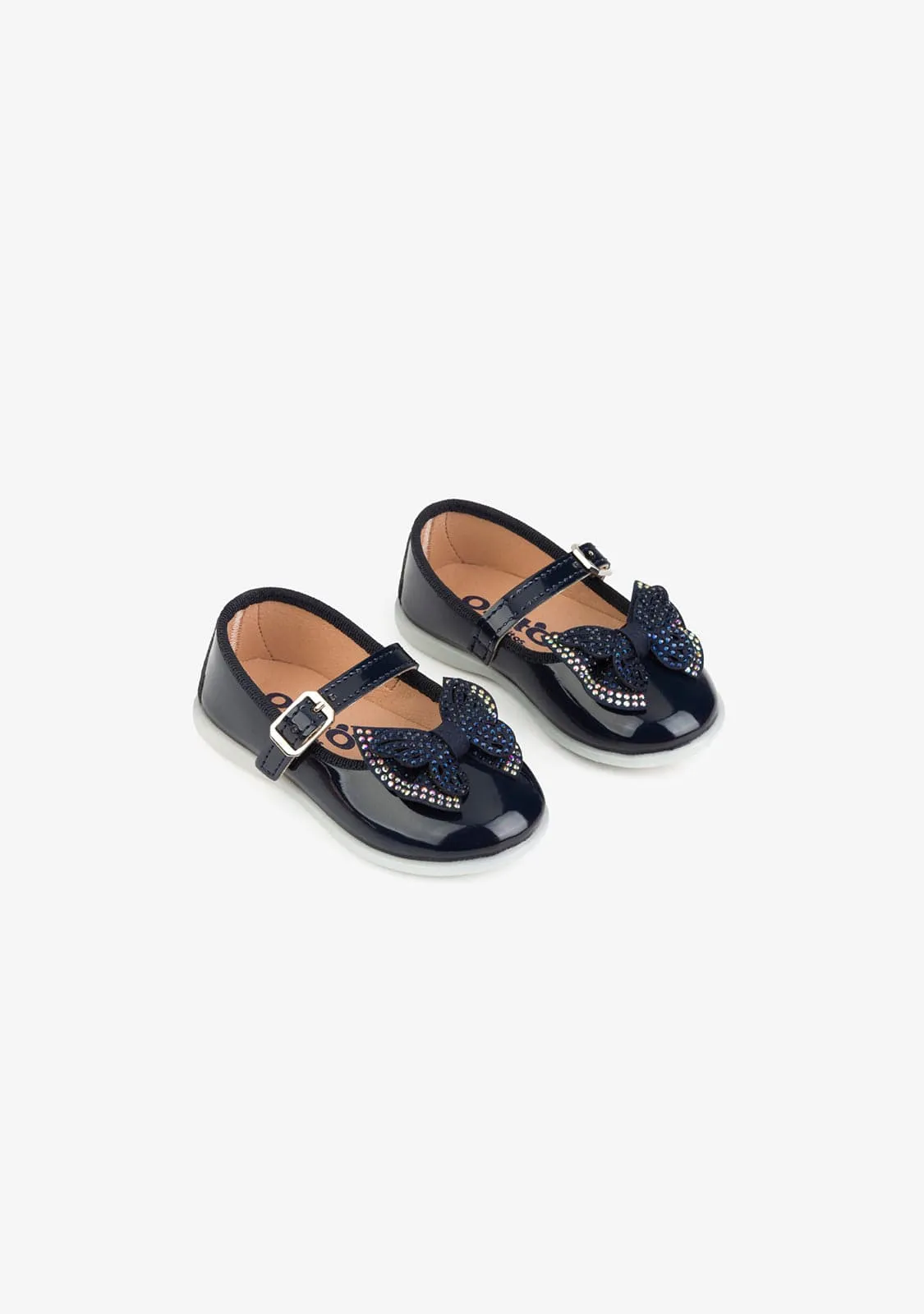 Baby's Navy Strass Bow Mary Janes