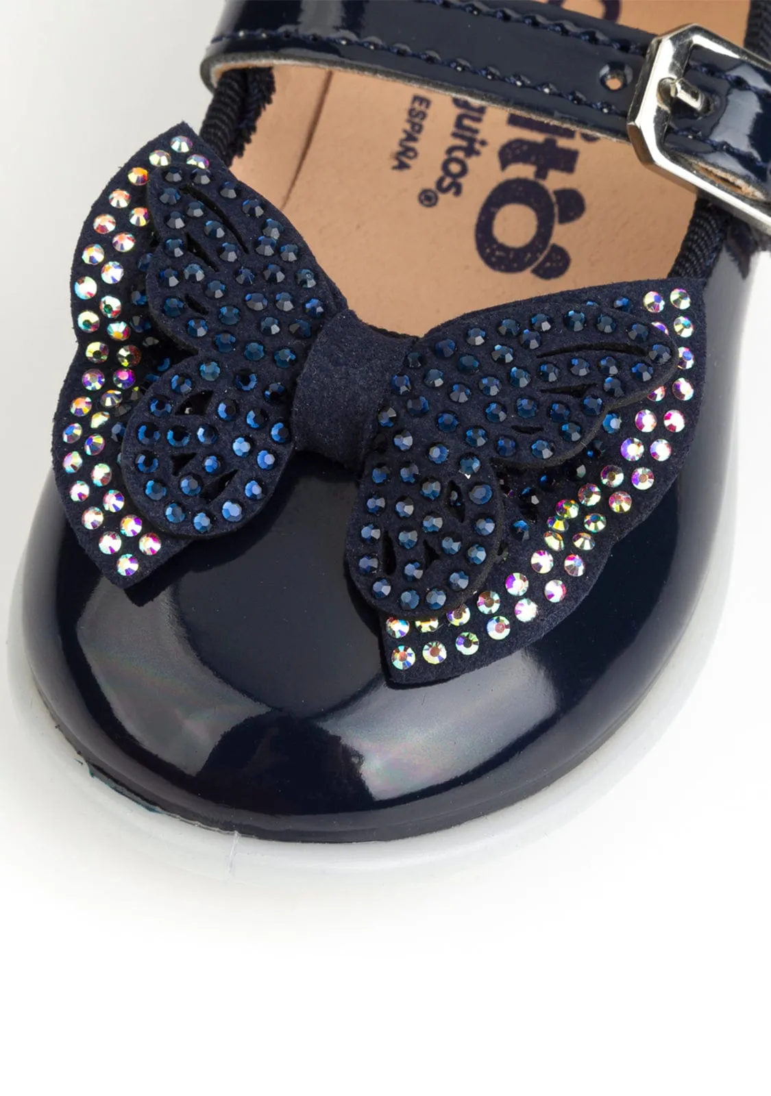 Baby's Navy Strass Bow Mary Janes