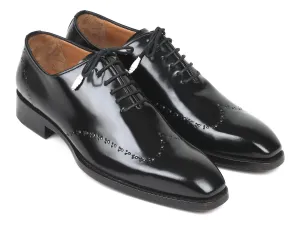 Bespoke Black Polished Leather Wingtip Oxfords with Handcrafted Goodyear Welt Construction