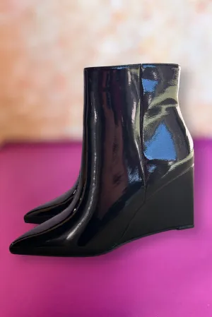 Black Patent Wedge Ankle Bootie *FINAL SALE*