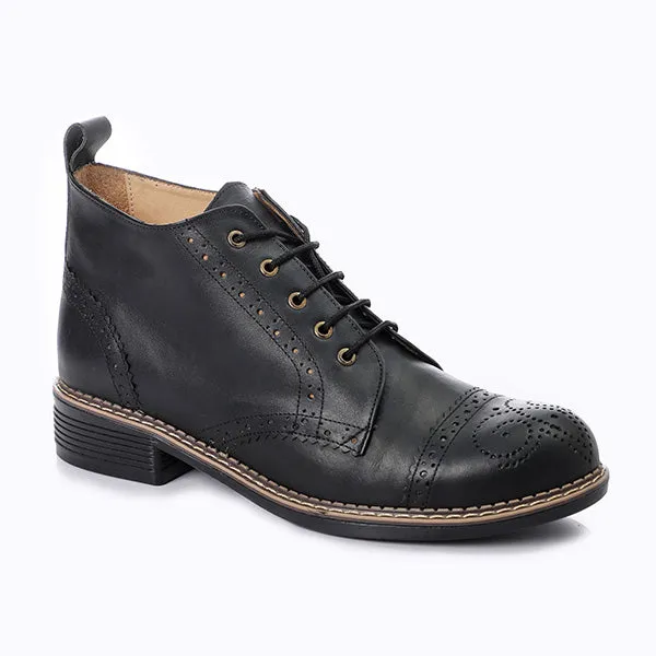 Brogue Ankle Leather Boots