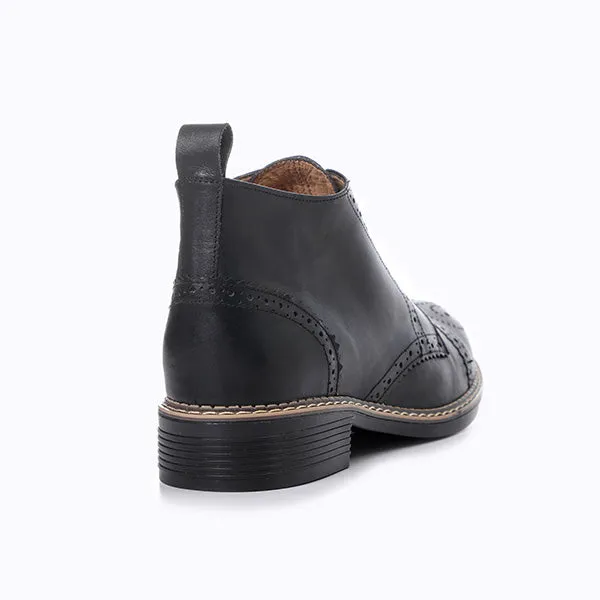 Brogue Ankle Leather Boots