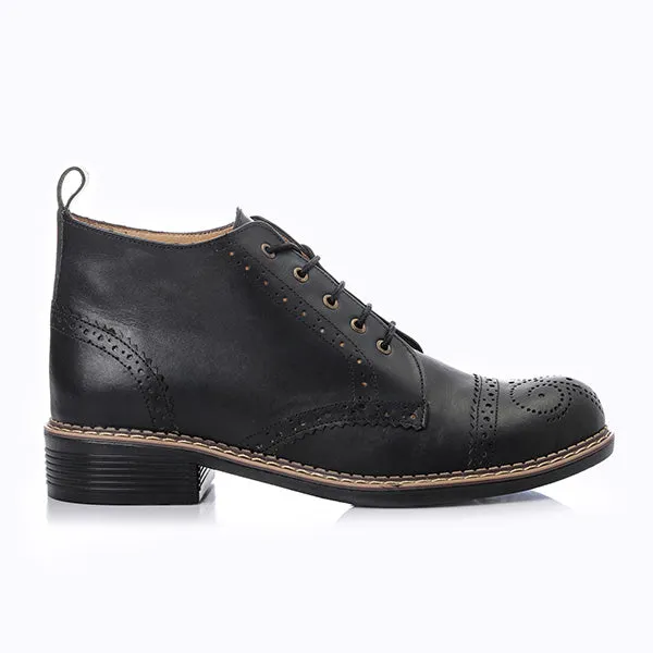 Brogue Ankle Leather Boots