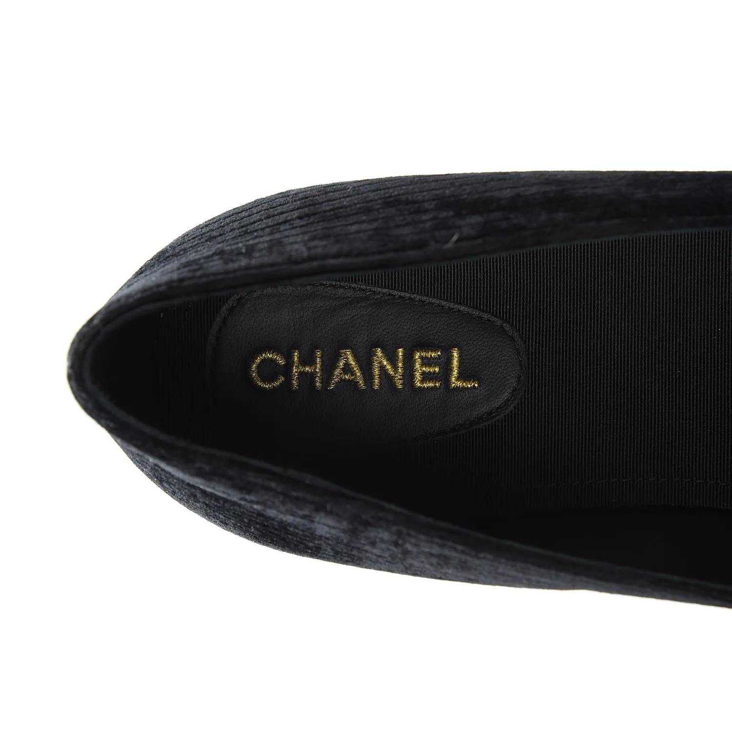 CHANEL VELVET GROSGRAIN PEARLS MOCCASIN LOAFERS