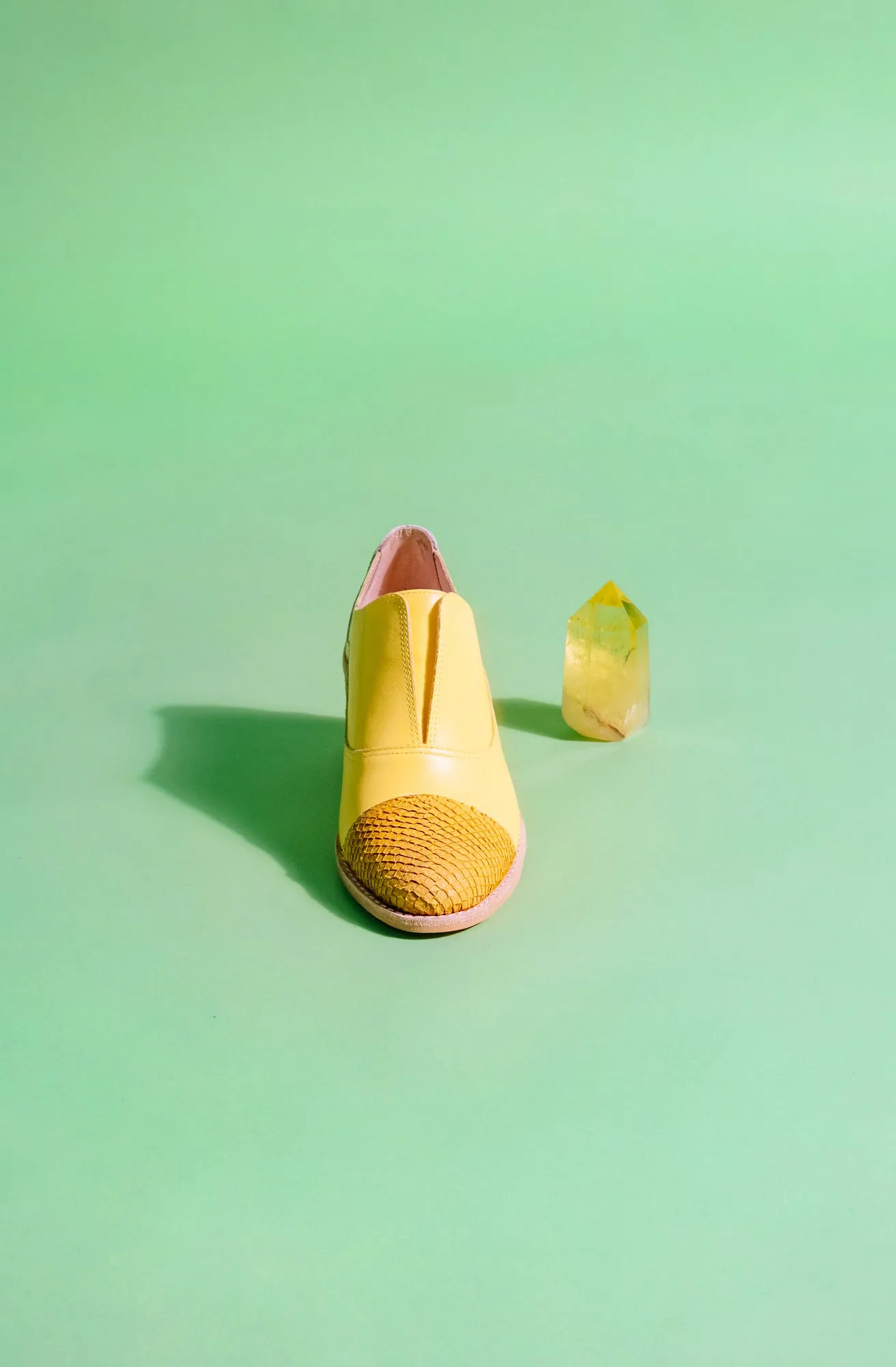 CITRINE Yellow Leather Oxfords
