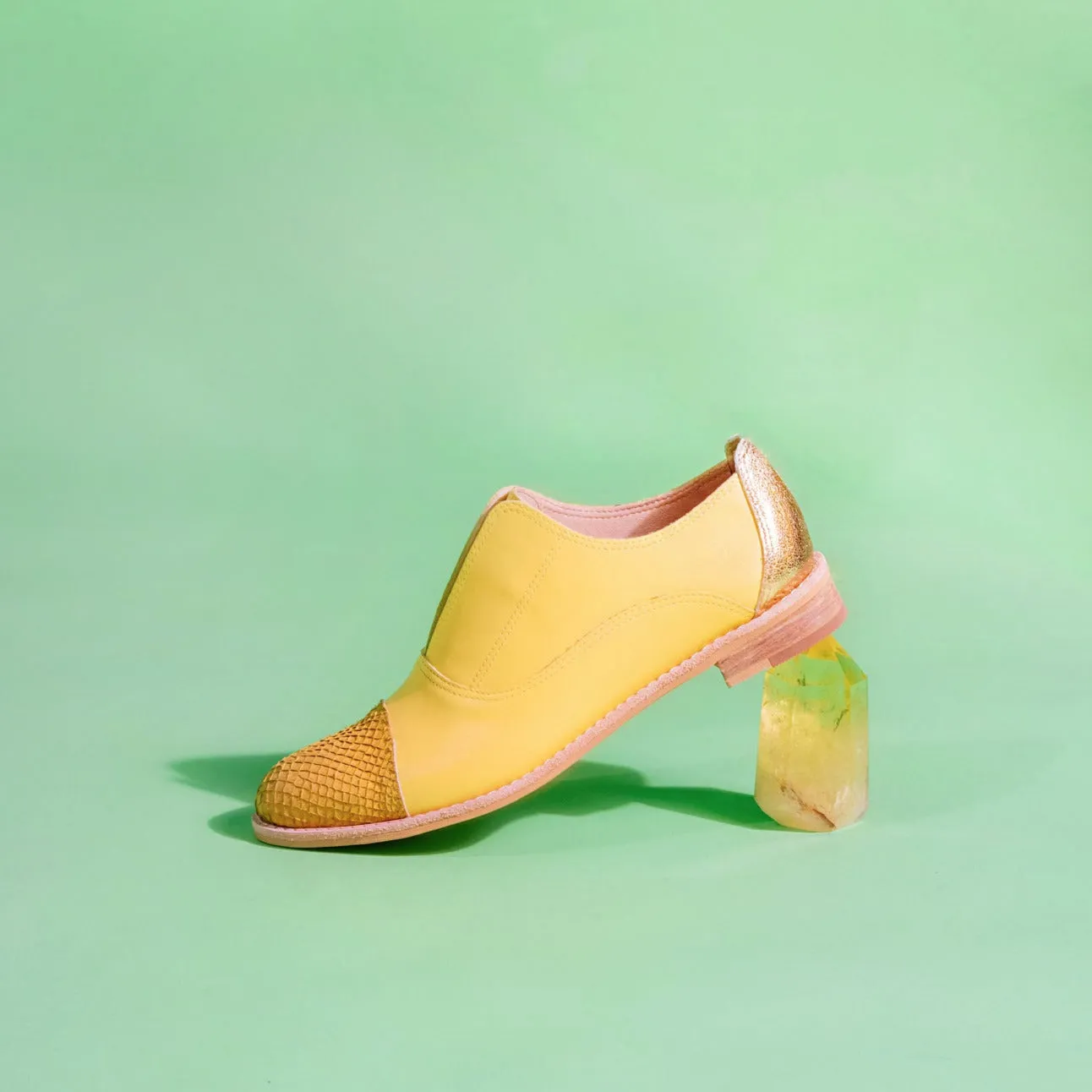 CITRINE Yellow Leather Oxfords
