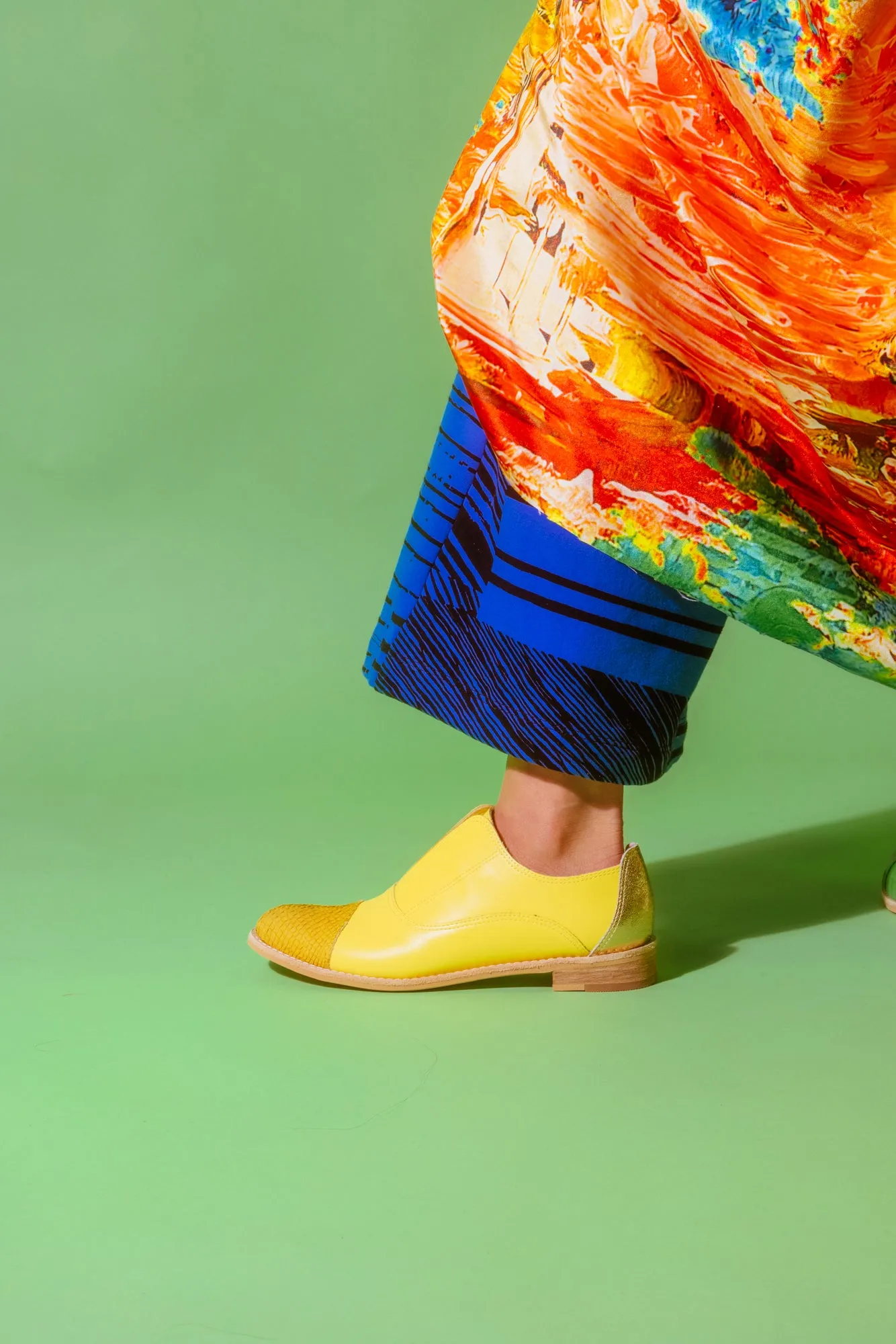 CITRINE Yellow Leather Oxfords