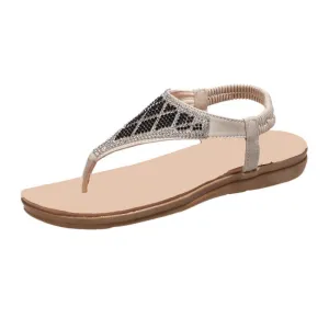 Cuzcare Women Crystal Rhinestones Sandal Arch Support Breathable Elastic Anti Slip
