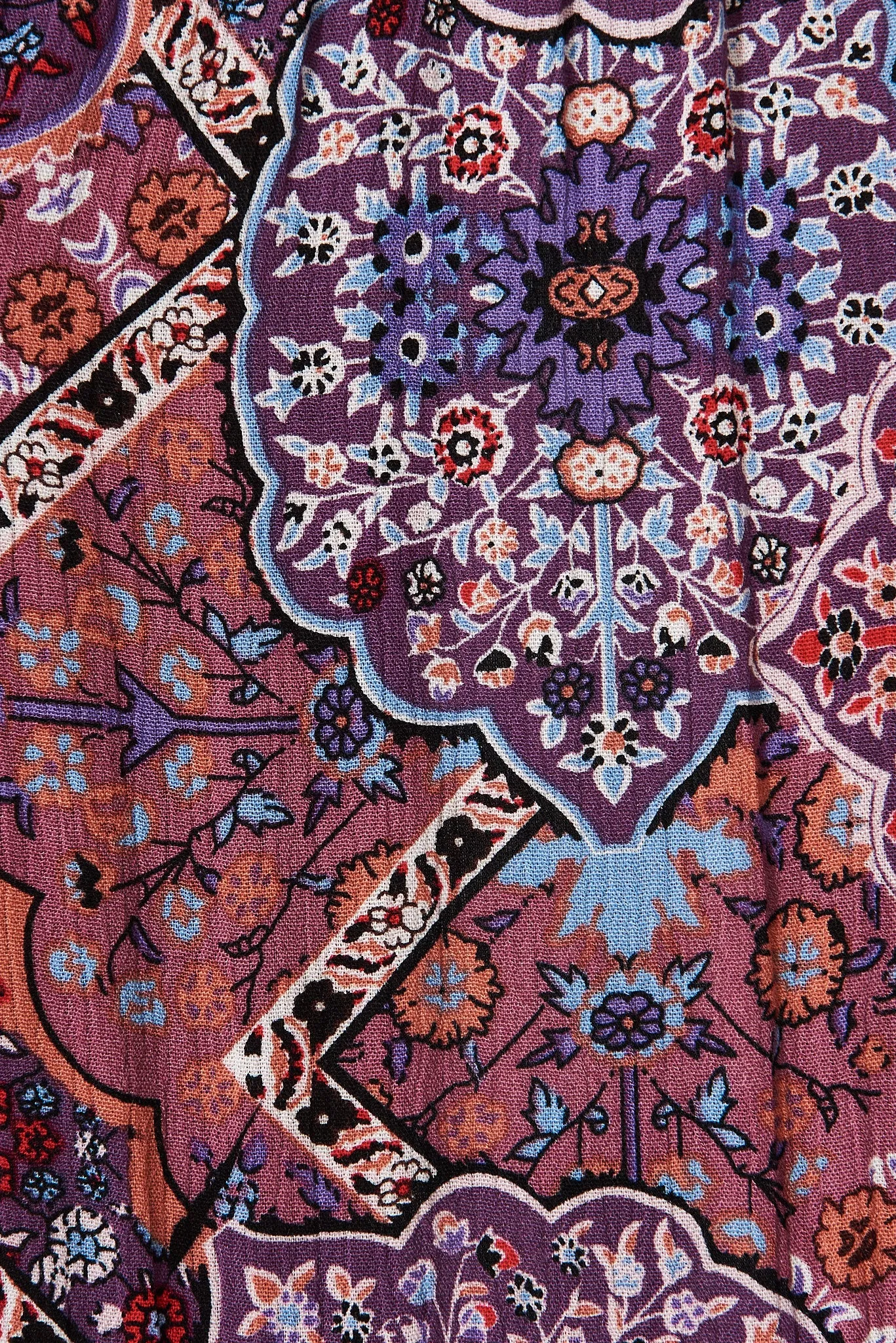 Dolly Midi Dress In Purple With Multi Boho Print