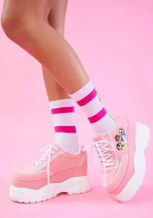 Faux Suede Embroidered Platform Chunky Sneakers