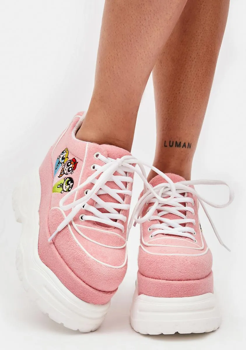 Faux Suede Embroidered Platform Chunky Sneakers