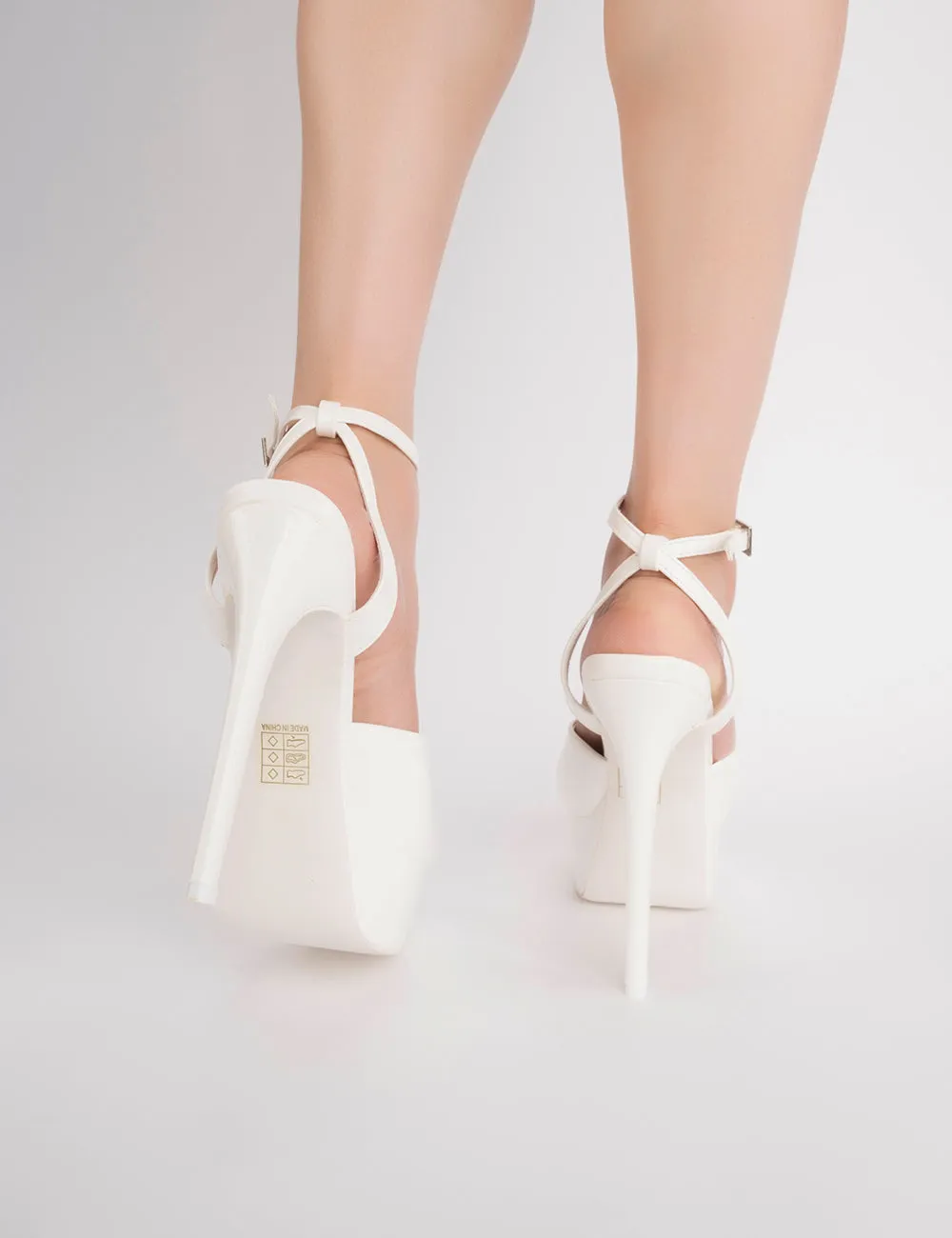 Just Kidding white Patent Platform High Heels
