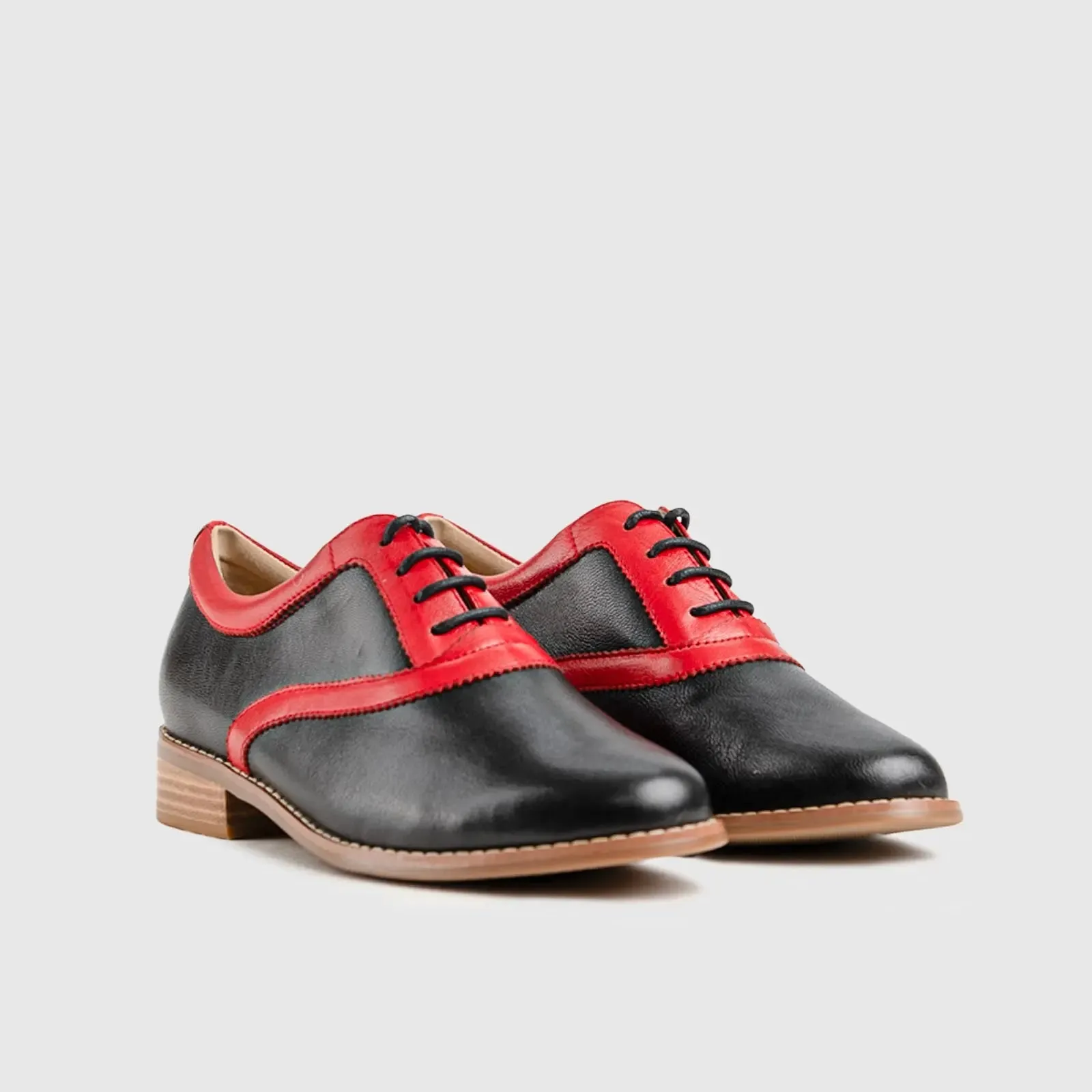 Leather Oxfords Black/Red HA022