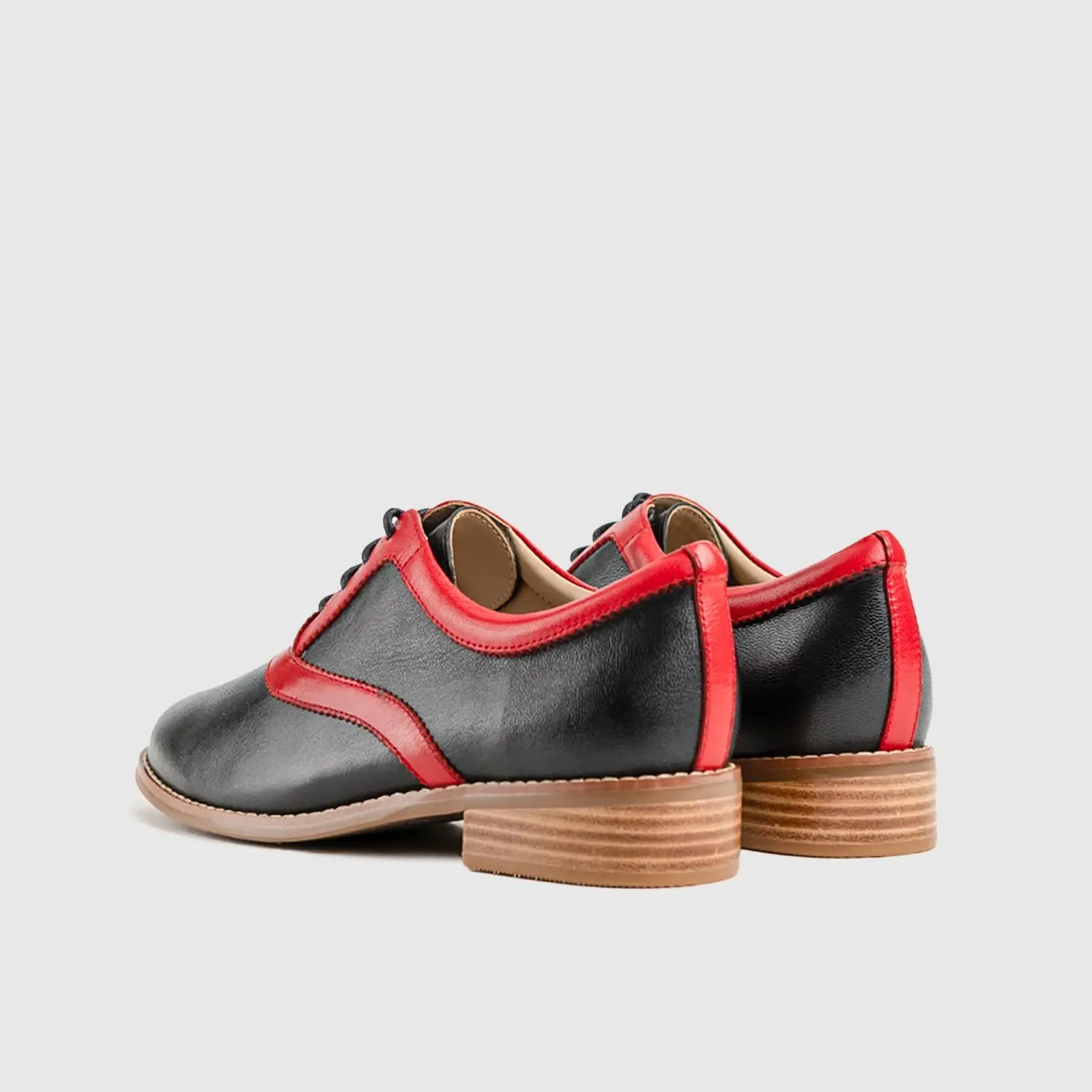 Leather Oxfords Black/Red HA022