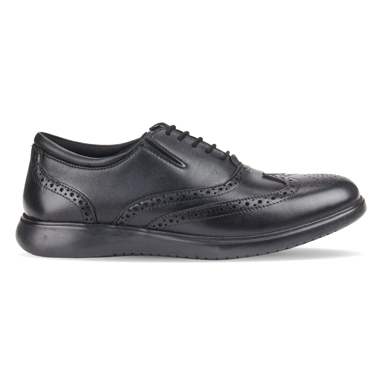 Men's deep cut leather lace-up padded brogues