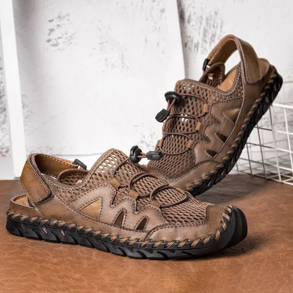 Men's Summer Outdoor Hand Stitching Breathable Mesh Casual Soft Sandals