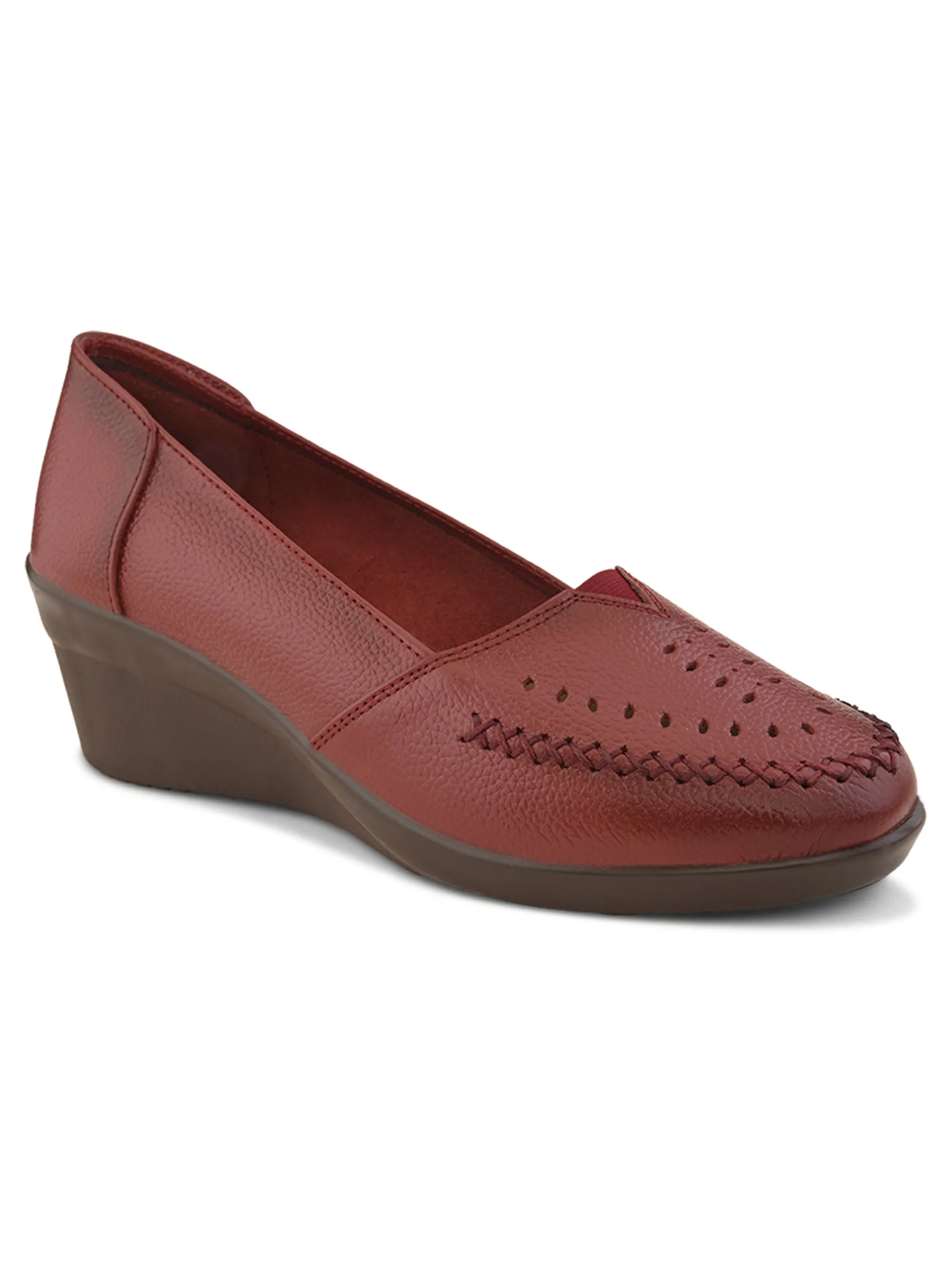 Pelle Albero Female's Cherry Leather Wedge Heel Ballerina
