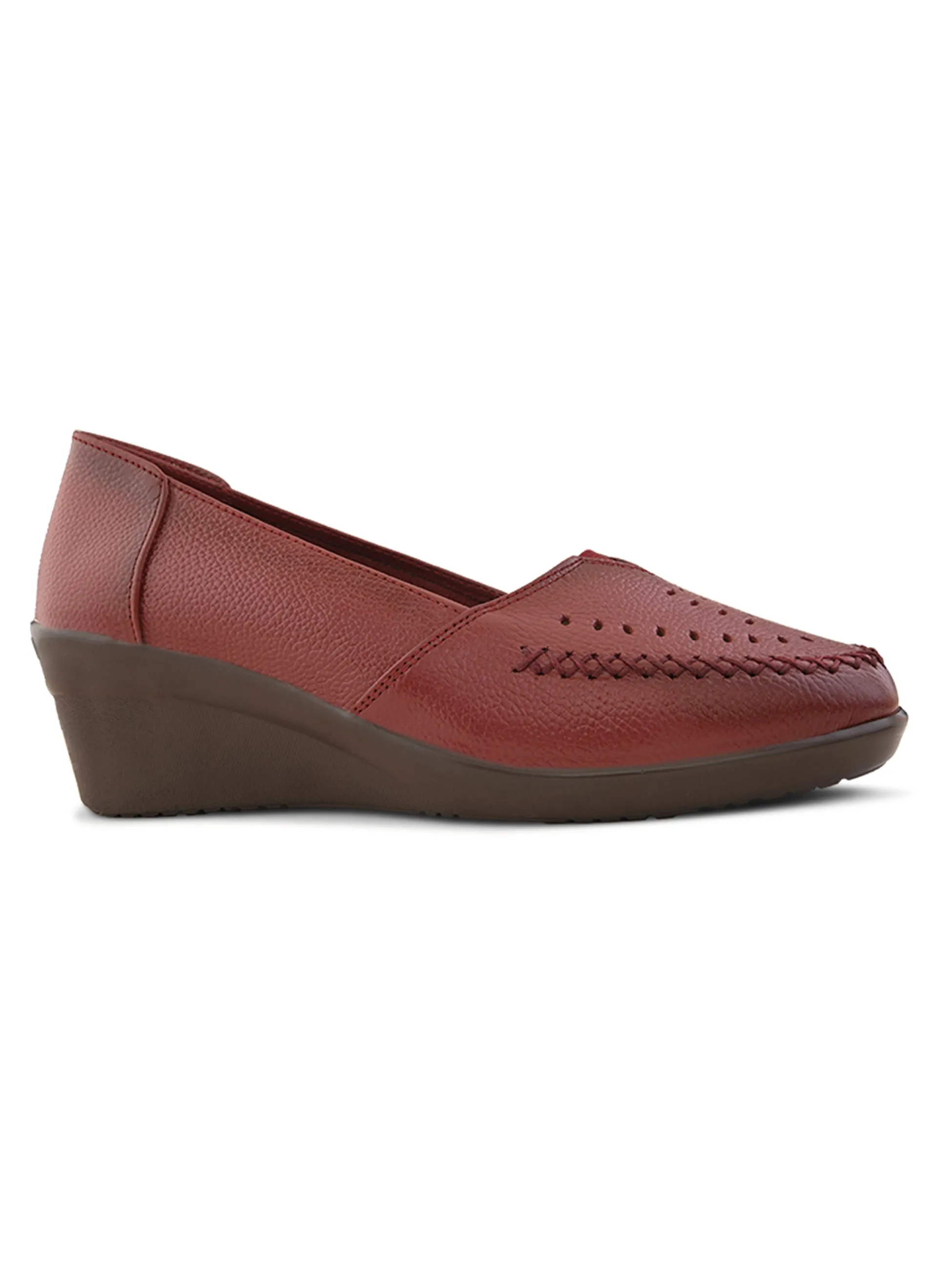Pelle Albero Female's Cherry Leather Wedge Heel Ballerina