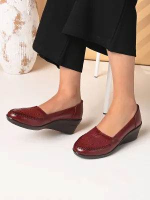 Pelle Albero Female's Cherry Leather Wedge Heel Ballerina