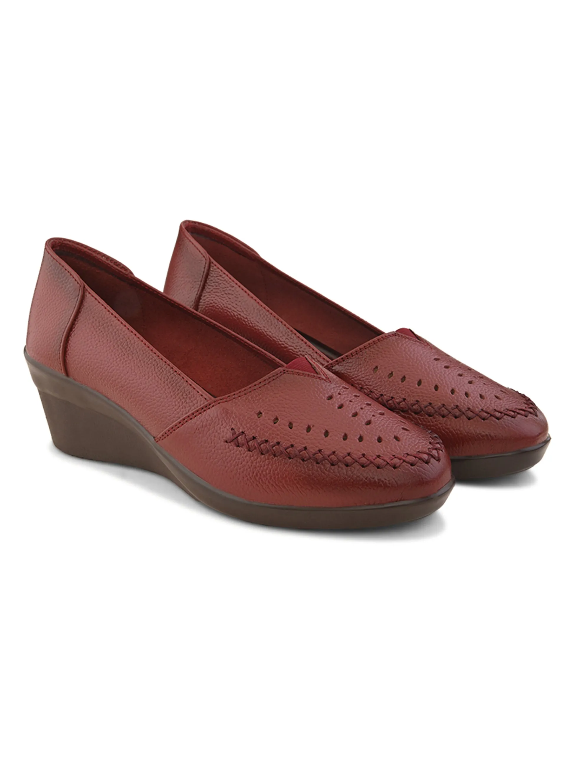 Pelle Albero Female's Cherry Leather Wedge Heel Ballerina