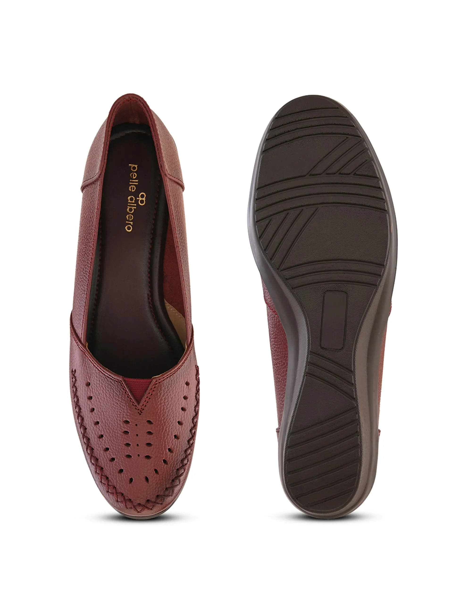 Pelle Albero Female's Cherry Leather Wedge Heel Ballerina