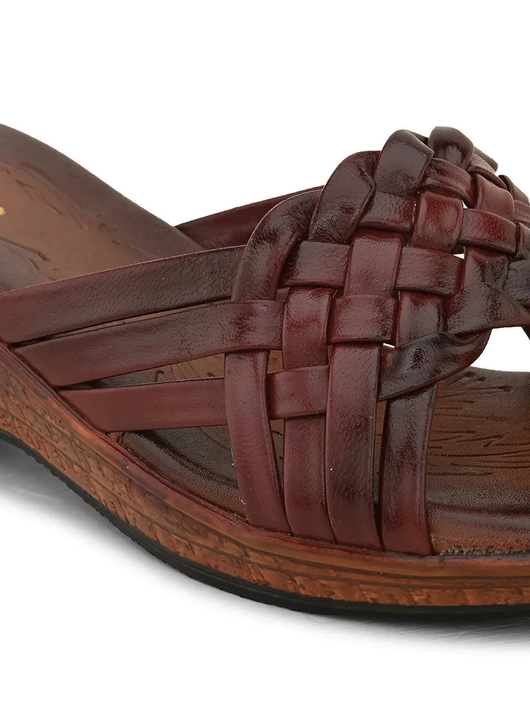 Pelle Albero Women's Cherry Leather Slip-On Wedge Heel Sandals