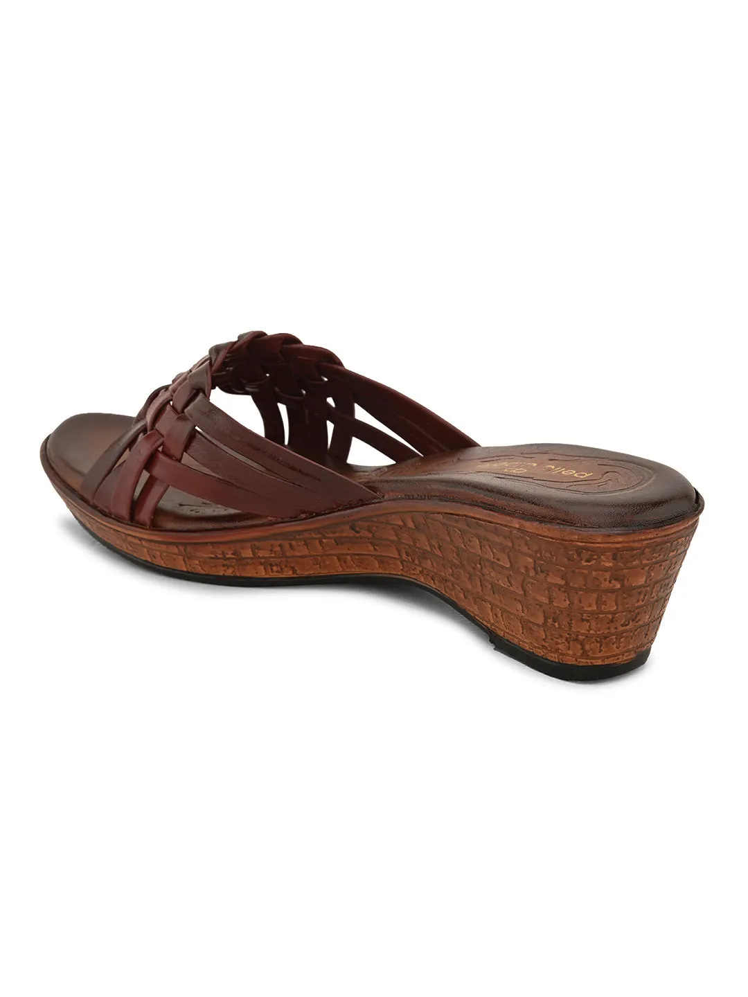 Pelle Albero Women's Cherry Leather Slip-On Wedge Heel Sandals