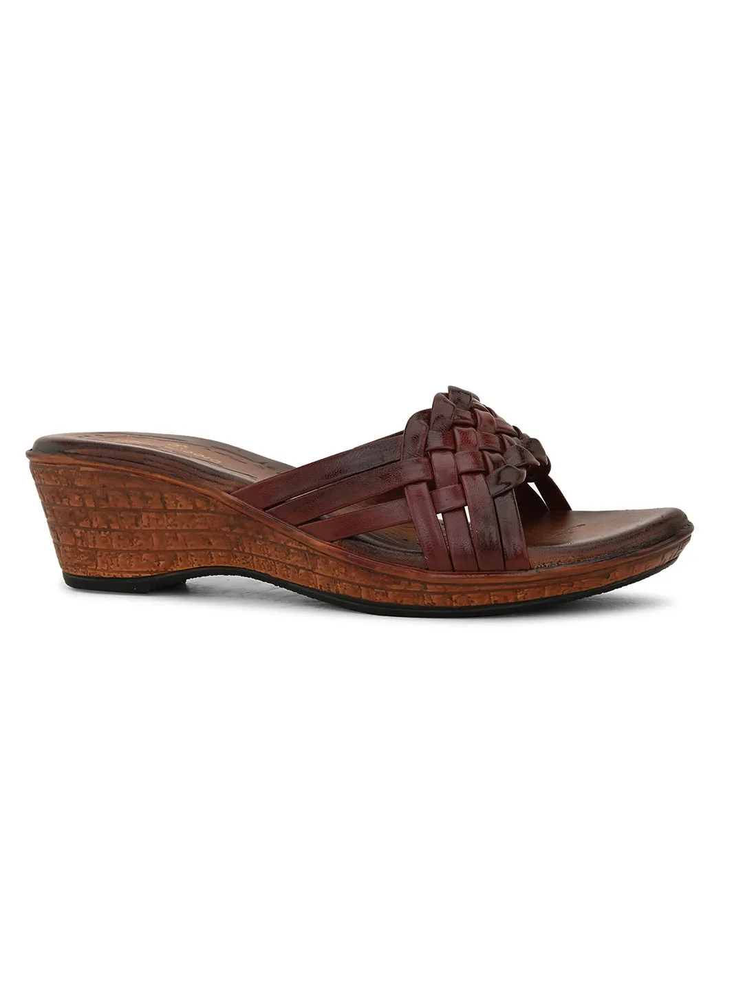 Pelle Albero Women's Cherry Leather Slip-On Wedge Heel Sandals