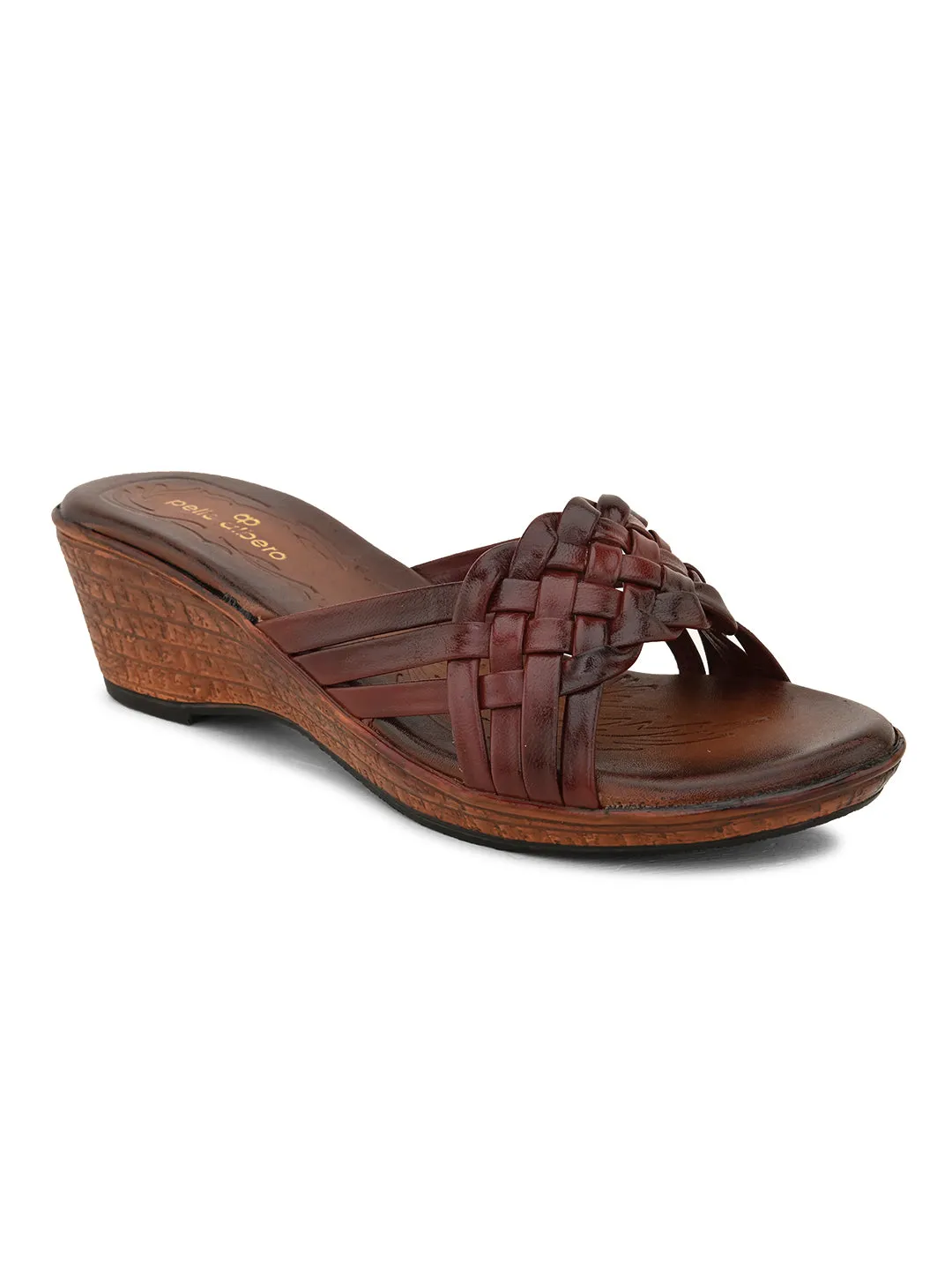 Pelle Albero Women's Cherry Leather Slip-On Wedge Heel Sandals
