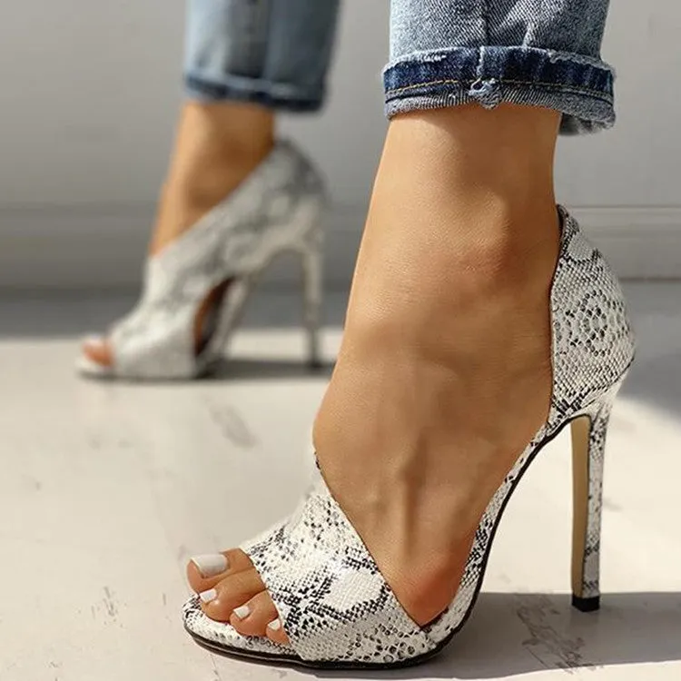 Sexy peep toe super high heels side cut out